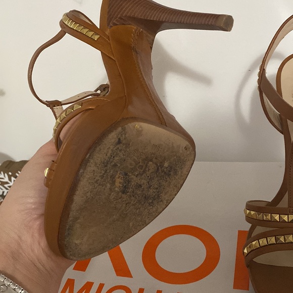 Kors by Michael Kors cognac open toe platform pump.  SALE! - Picture 7 of 11
